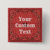 ウェスタンペイズリーレッドバンダナプリントボタン 缶バッジ (正面)