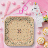 ウェスタンペイズリー金ゴールドバンダナプリントパーティー9"Sq ペーパープレート (パーティー)