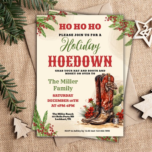 ウェスタンホリデーホームダウン、クリスマスカントリーカウボーイ 招待状