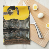 ウェスタンホースカウボーイブーツギターサンフラワーズ キッチンタオル (四つ折り)