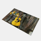 ウェスタンホースカウボーイブーツギターサンフラワーズ ドアマット (アングル)