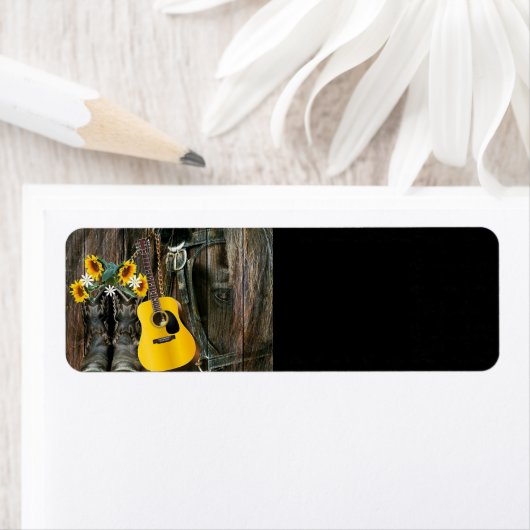 ウェスタンホースカウボーイブーツギターサンフラワーズ ラベル (インサイチュ)