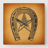 ウェスタンホースシューウィズスターアンティークホースシュー スクエア壁時計 (正面)