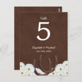 ウェスタンホースシューズの結婚式テーブルナンバー ポストカード (正面/裏面)