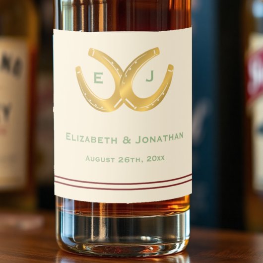 ウェスタンホースシューズの結婚式 リキュールボトルラベル