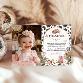 ウェスタンボウズピンク女性のカーボーイ誕生日写真 サンキューカード