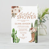 ウェスタンボヘミアカントリーガールブーツフラワーブライダルシャワー 招待状 (スタンド正面)