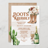 ウェスタンボホーブーツアンドバブリーブライダルシャワー 招待状 (正面/裏面)