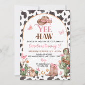 ウェスタンボーズピンク女性のカーボーイ誕生日招待状 招待状 (正面)