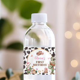 ウェスタンボーズピンク女性のカーボーイ誕生日 ペットボトルラベル