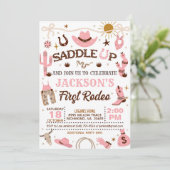 ウェスタンマイファーストロデオ誕生日ガール（ピンク） 招待状 (スタンド正面)