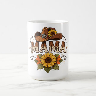 ウェスタンママひまわりカウガールデザイン コーヒーマグカップ