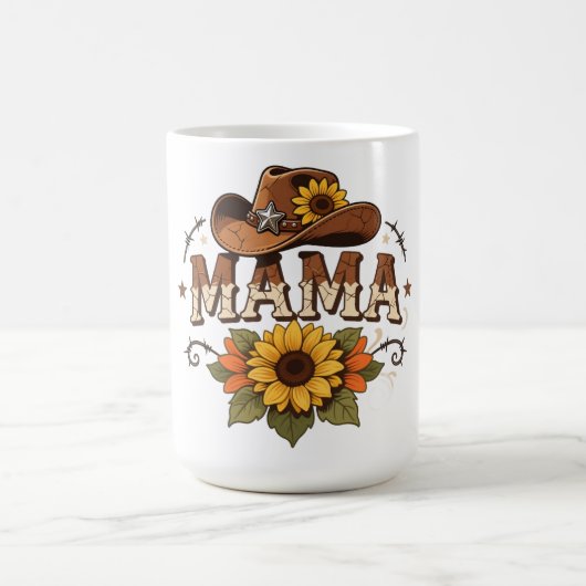ウェスタンママひまわりカウガールデザイン コーヒーマグカップ (中央)