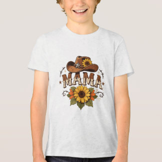 ウェスタンママひまわりカウガールデザイン トライブレンドTシャツ
