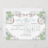 ウェスタンミントグリーンカクティキンセアニラ日付を保存 招待状 (正面)