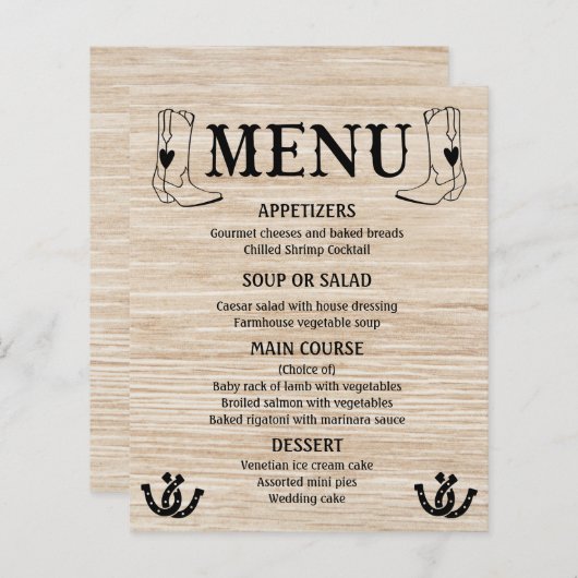 ウェスタンメニューカントリーウェディングカウボーイブーツウッド (正面/裏面)