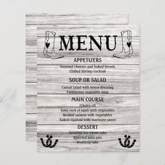 ウェスタンメニューカントリーウェディングカウボーイブーツウッド (正面/裏面)