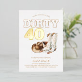 ウェスタンモダンカントリー女性のカーボーイ40歳の誕生日パーティー 箔招待状 (立ち正面)