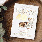 ウェスタンモダンカントリー女性のカーボーイ40歳の誕生日パーティー 箔招待状