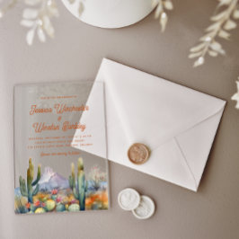 ウェスタンモダンテラコッタデザートカボスランドスケープ アクリル招待状