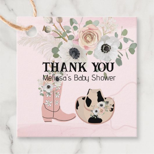 ウェスタンモダン女性のカーボーイピンクブーツハットカスタム フェイバータグ (正面)