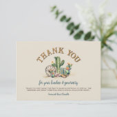 ウェスタンモダン女性のカーボーイ素朴サボテン サンキューカード (スタンド正面)