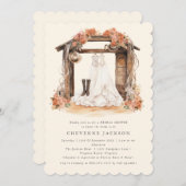 ウェスタンモダン素朴フローラブライダルシャワー 招待状 (正面/裏面)