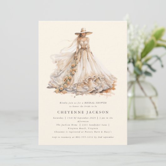 ウェスタンモダン素朴フローラブライダルシャワー 招待状 (スタンド正面)