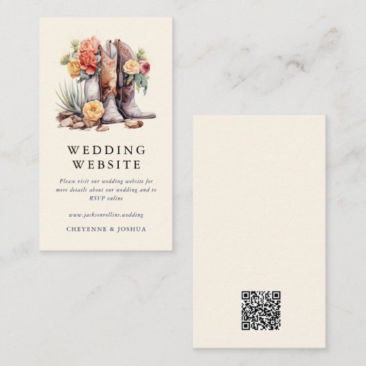 ウェスタンモダン・ボホ結婚のウェブサイト エンクロージャーカード (正面/裏面)