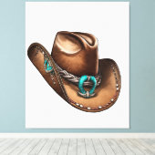 ウェスタンユニークデコールのカウボーイハットキャンバスアート キャンバスプリント (インサイチュ (ウッドフロア))