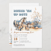 ウェスタンラウンドエムアップボーイズカウボーイバースデーパーティー 招待状 (正面/裏面)