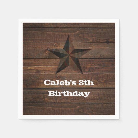 ウェスタンラスティススターオンウッドカントリー素朴パーティー スタンダードカクテルナプキン (正面)