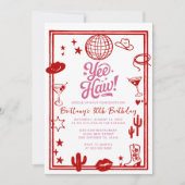 ウェスタンラスティック 30歳、40歳カウガール誕生日 招待状 (正面)