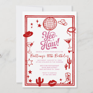 ウェスタンラスティック 30歳、40歳カウガール誕生日 招待状