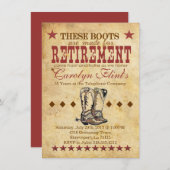 ウェスタンリタイアメント招待状 – カウボーイブーツテーマ 招待状 (正面/裏面)