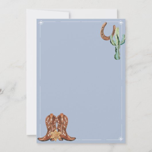 ウェスタンリトルカウボーイフォト男の赤ちゃんシャワー 招待状 (裏面)