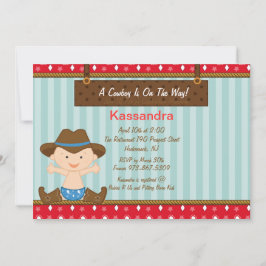 ウェスタンリトルカウボーイベビーシャワー招待状 招待状