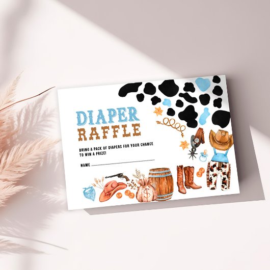 ウェスタンリトルカウボーイロデオパーティーおむつラッフル エンクロージャーカード