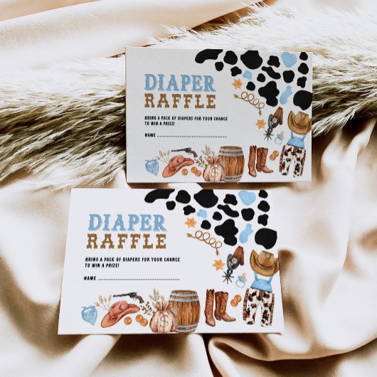 ウェスタンリトルカウボーイロデオパーティーおむつラッフル エンクロージャーカード