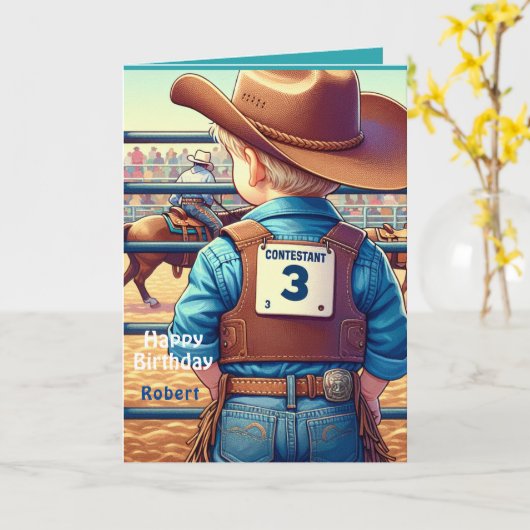 ウェスタンリトルカウボーイ3rdバースデーロデオカスタム カード (黄色い花)