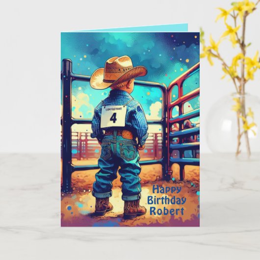 ウェスタンリトルカウボーイ4thバースデーロデオカスタム カード (黄色い花)