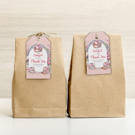 ウェスタンリトル女性のカーボーイピンクコースタルベビーシャワー ギフトタグ