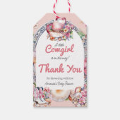 ウェスタンリトル女性のカーボーイピンクコースタルベビーシャワー ギフトタグ (正面)