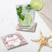 ウェスタンリトル女性のカーボーイピンクコースタルベビーシャワー スクエアペーパーコースター