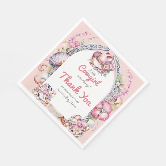 ウェスタンリトル女性のカーボーイピンクコースタルベビーシャワー スタンダードランチョンナプキン (角)