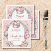 ウェスタンリトル女性のカーボーイピンクコースタルベビーシャワー スタンダードランチョンナプキン