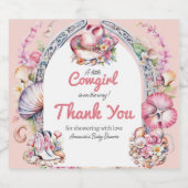 ウェスタンリトル女性のカーボーイピンクコースタルベビーシャワー スパークリングワインラベル (シングルラベル)