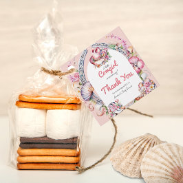 ウェスタンリトル女性のカーボーイピンクコースタルベビーシャワー フェイバータグ