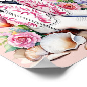 ウェスタンリトル女性のカーボーイピンクコースタルベビーシャワー ポスター (角)