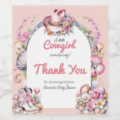 ウェスタンリトル女性のカーボーイピンクコースタルベビーシャワー ワインラベル (シングルラベル)